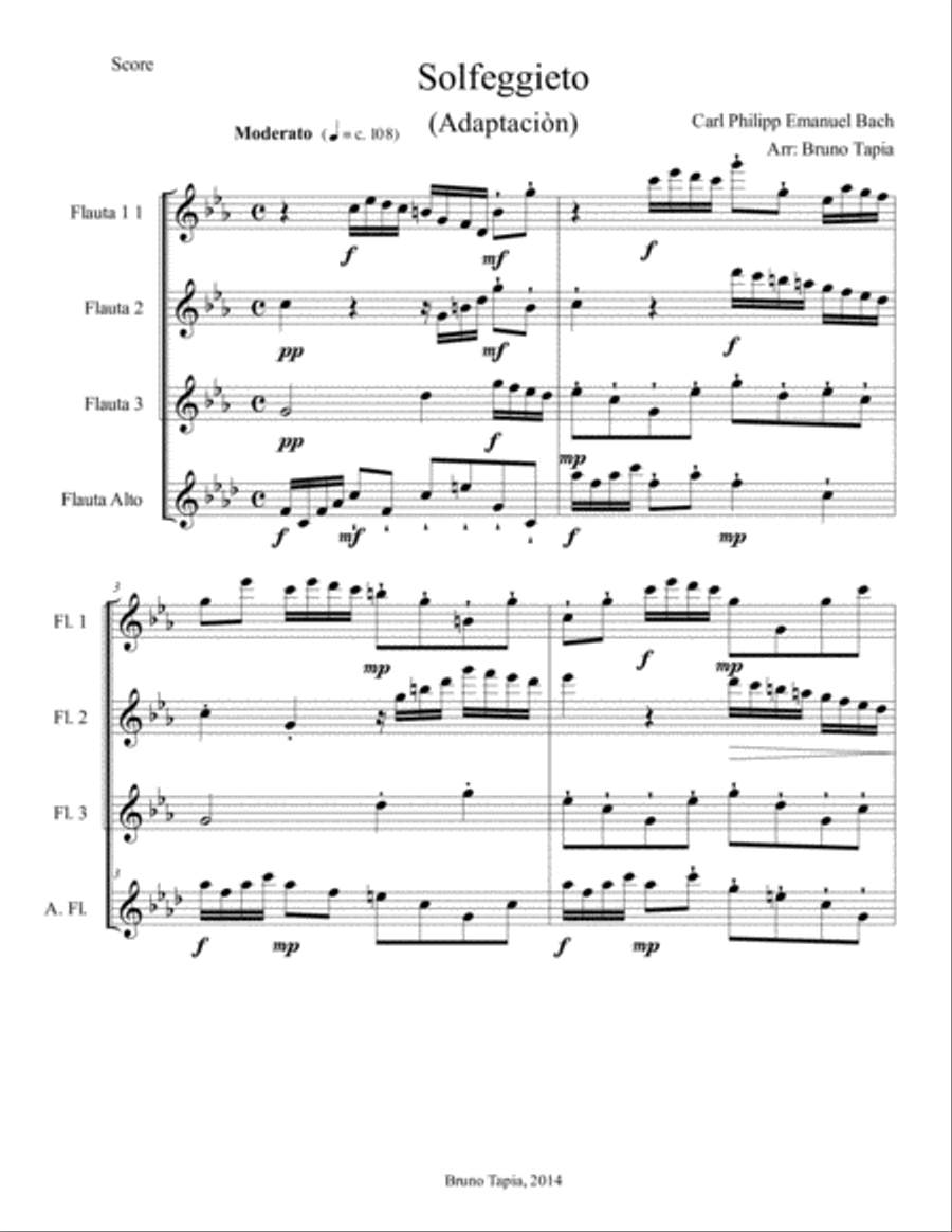 Solfeggieto, adaptación a ensamble de flautas Small Ensemble scores gallery preview page 1