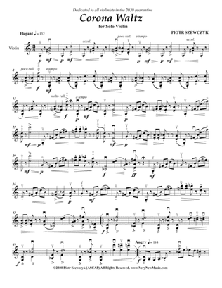 Corona Waltz for Solo Violin