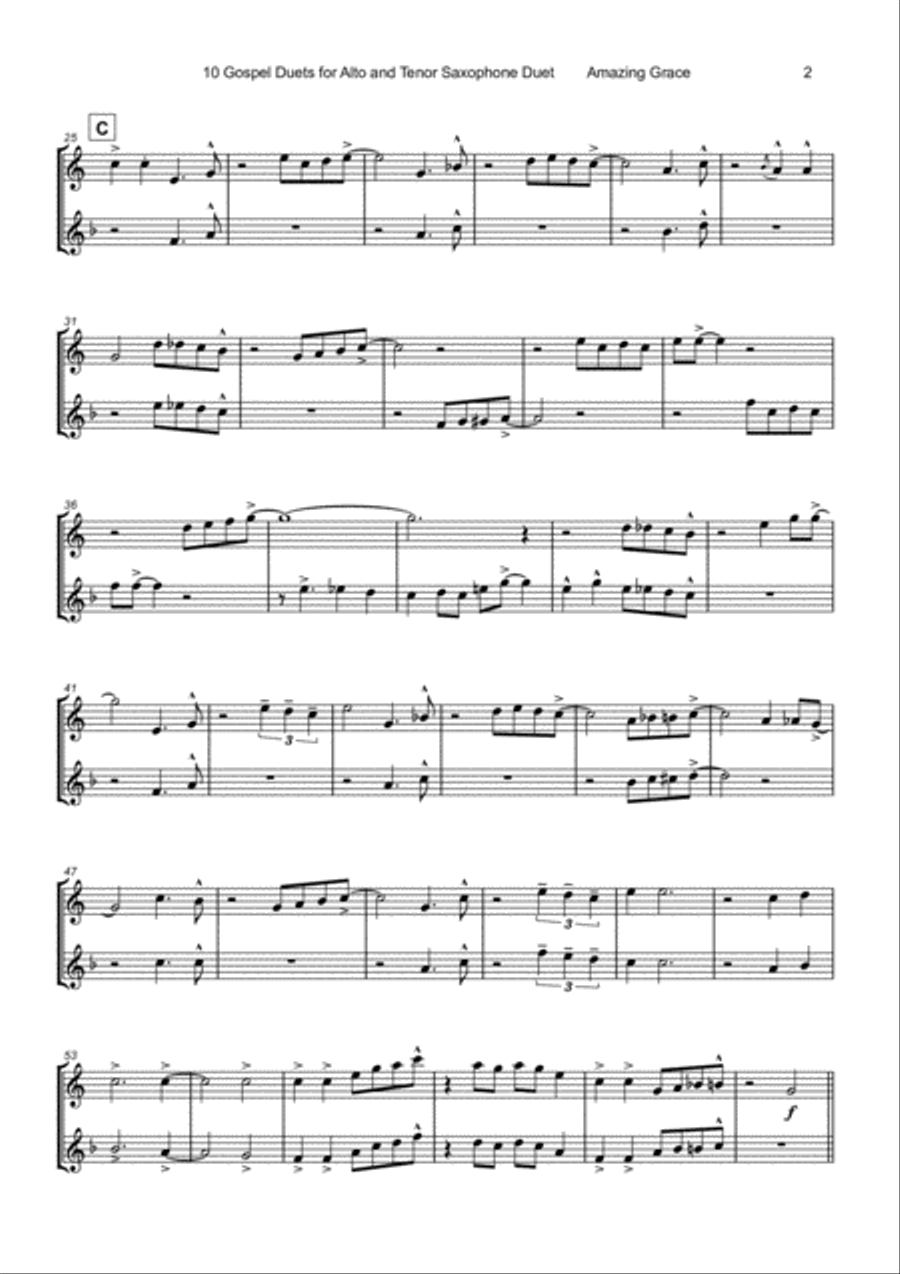 10 Gospel Duets for Alto and Tenor Saxophone Woodwind Duet scores gallery preview page 4