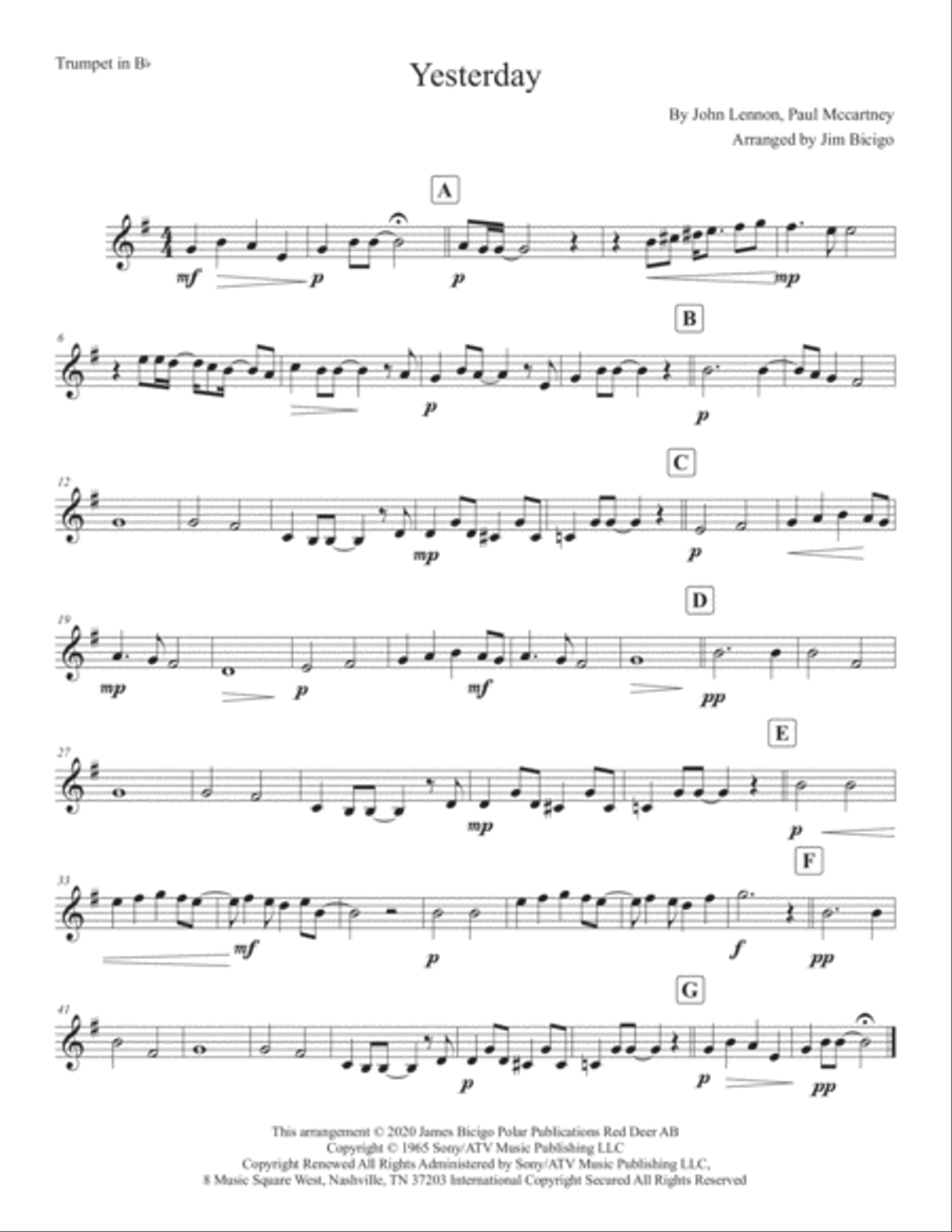Yesterday Yesterday Horn scores gallery preview page 3