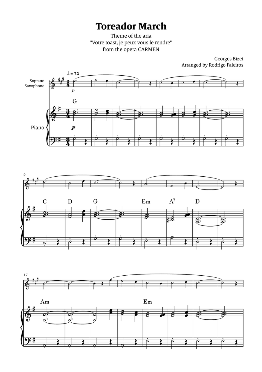 Toreador March (from the opera Carmen) - easy version