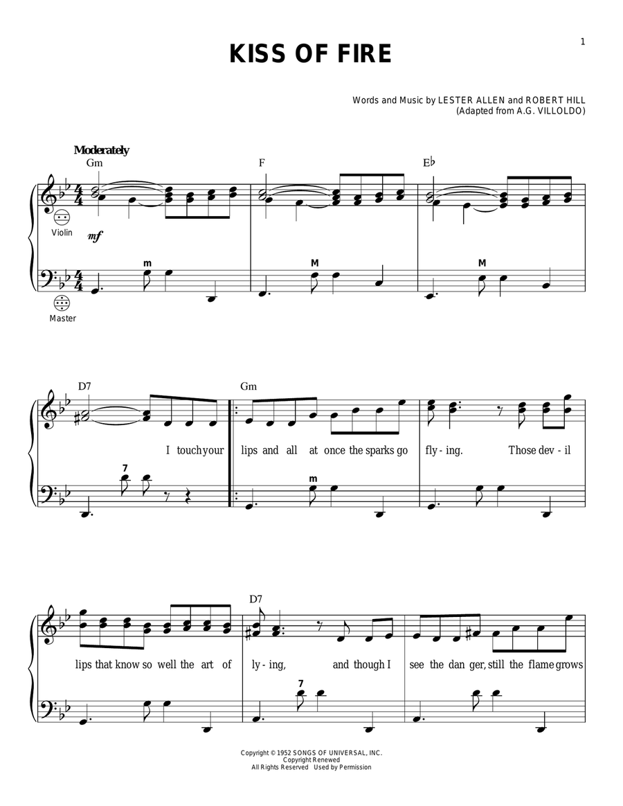 Kiss Of Fire Kiss Of Fire Accordion scores gallery preview page 1