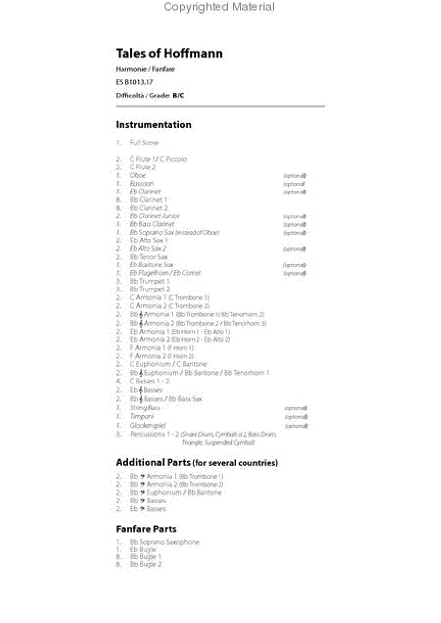 Tales of Hoffmann Concert Band scores gallery preview page 2