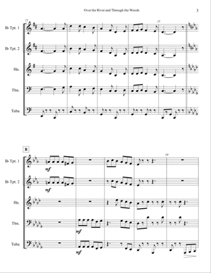 Over the River and Through the Woods Brass Ensemble scores gallery preview page 4