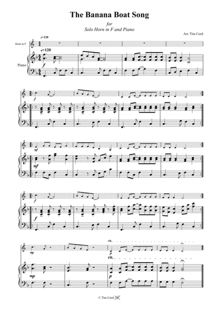 The Banana Boat Song. For Solo Horn in F and Piano image number null