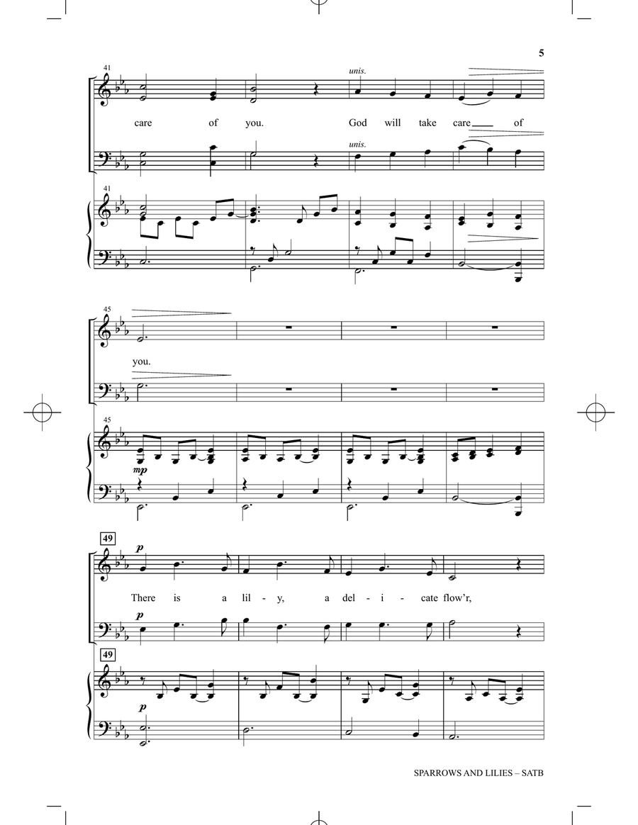 Sparrows And Lilies 4-Part scores gallery preview page 4