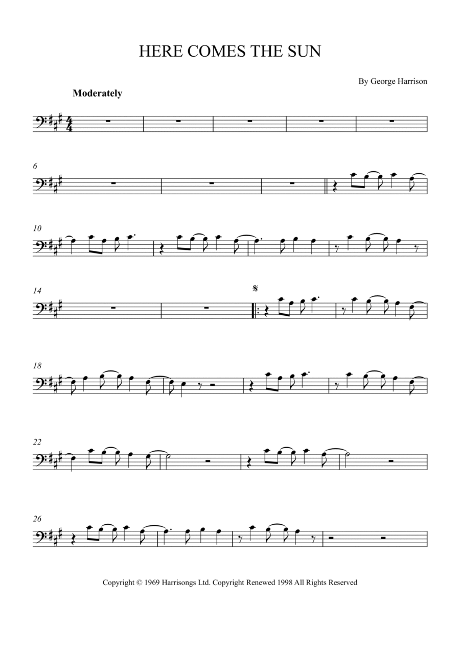 Here Comes The Sun Bassoon Solo scores gallery preview page 1