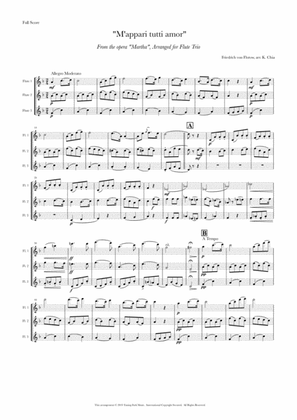 "M'appari Tutto Amor" from the Opera "Martha", arranged for Flute Trio