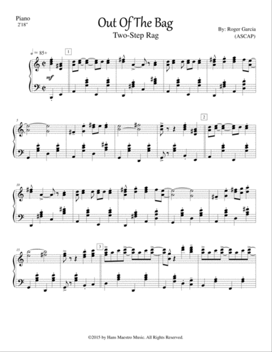 Out Of The Bag (a two step rag) Piano Solo scores gallery preview page 2