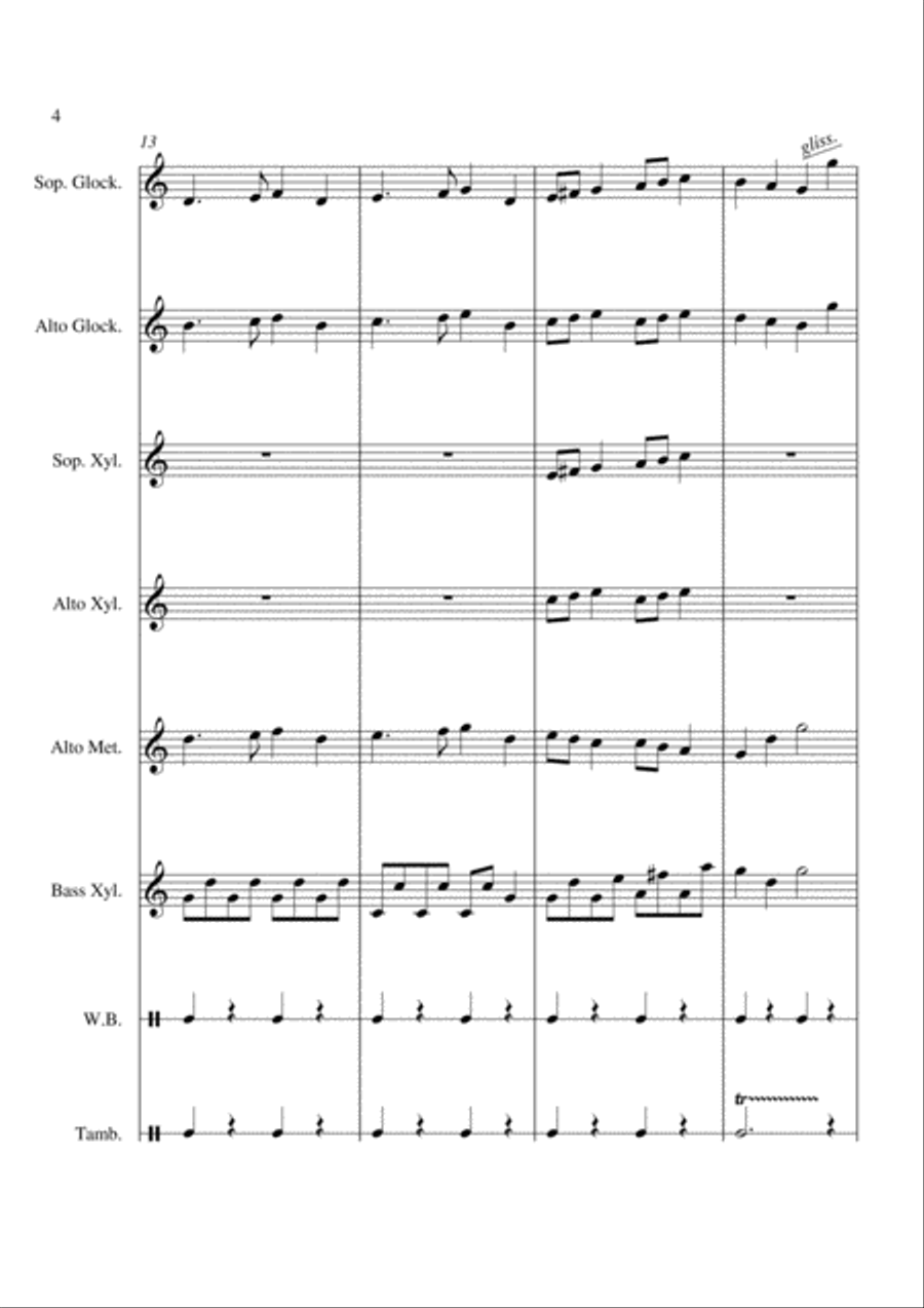 Deck The Halls - For Orff Ensemble Percussion Ensemble scores gallery preview page 4