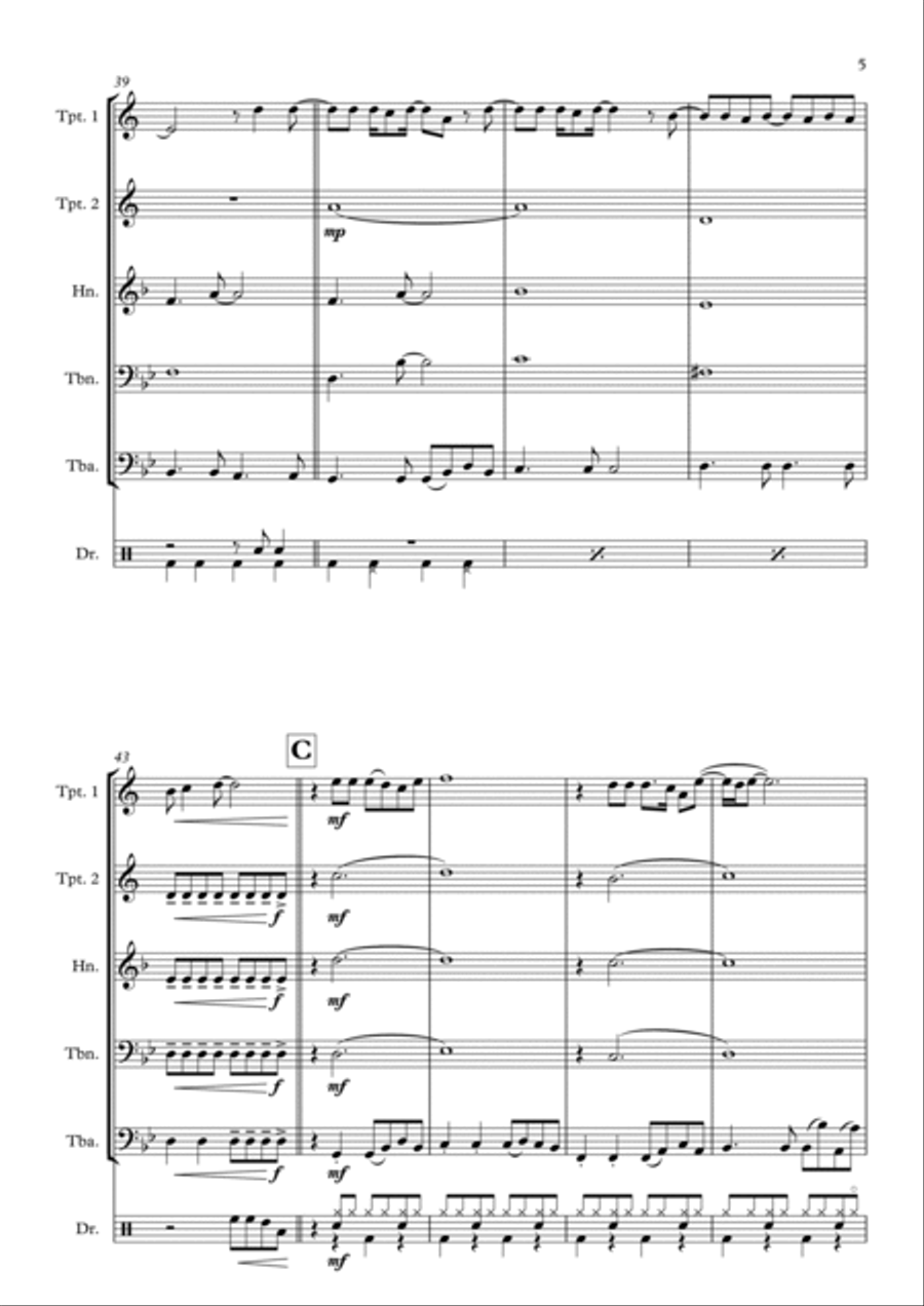Flowers Flowers Brass Quintet scores gallery preview page 5