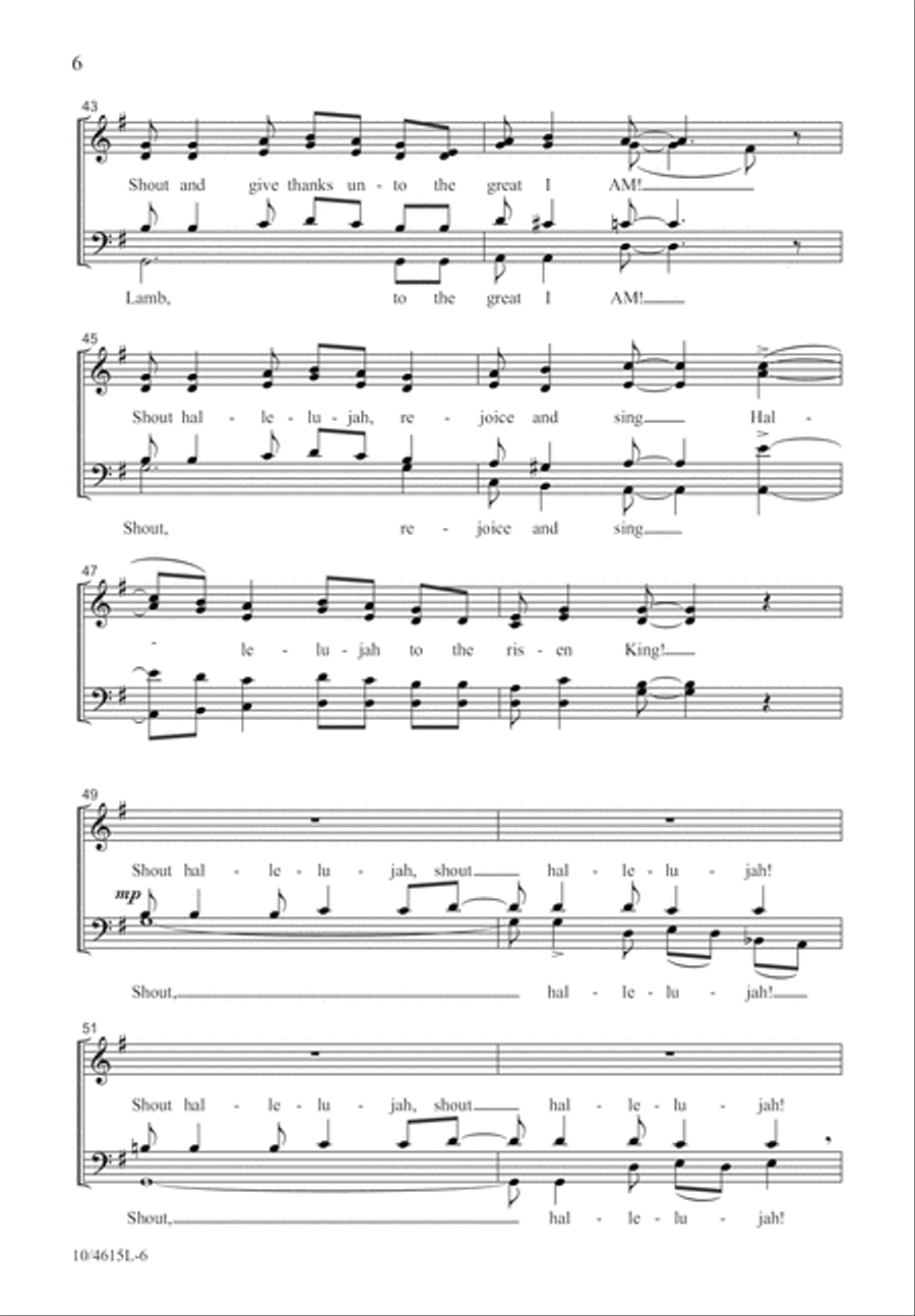 Shout Hallelujah to the Risen Lamb 4-Part scores gallery preview page 6