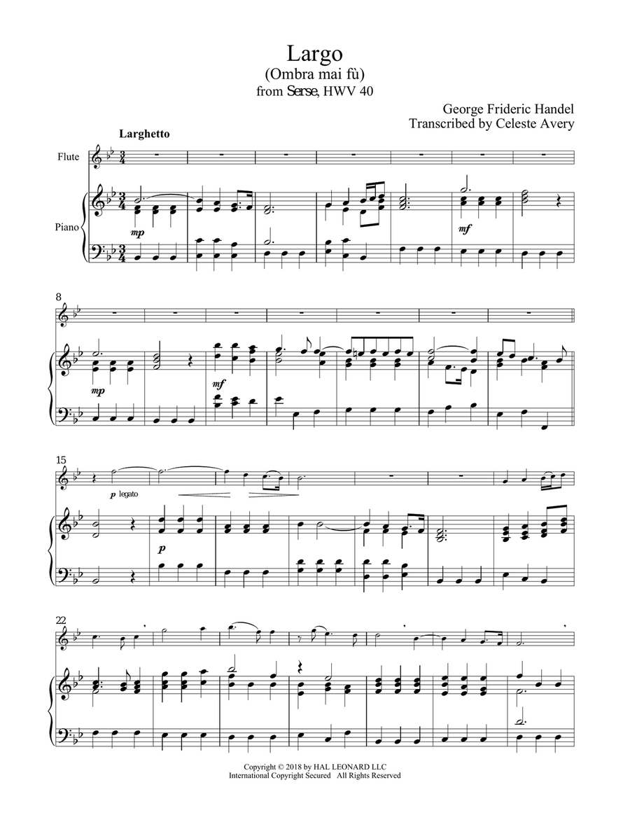 Ombra Mai Fu Flute Solo scores gallery preview page 1