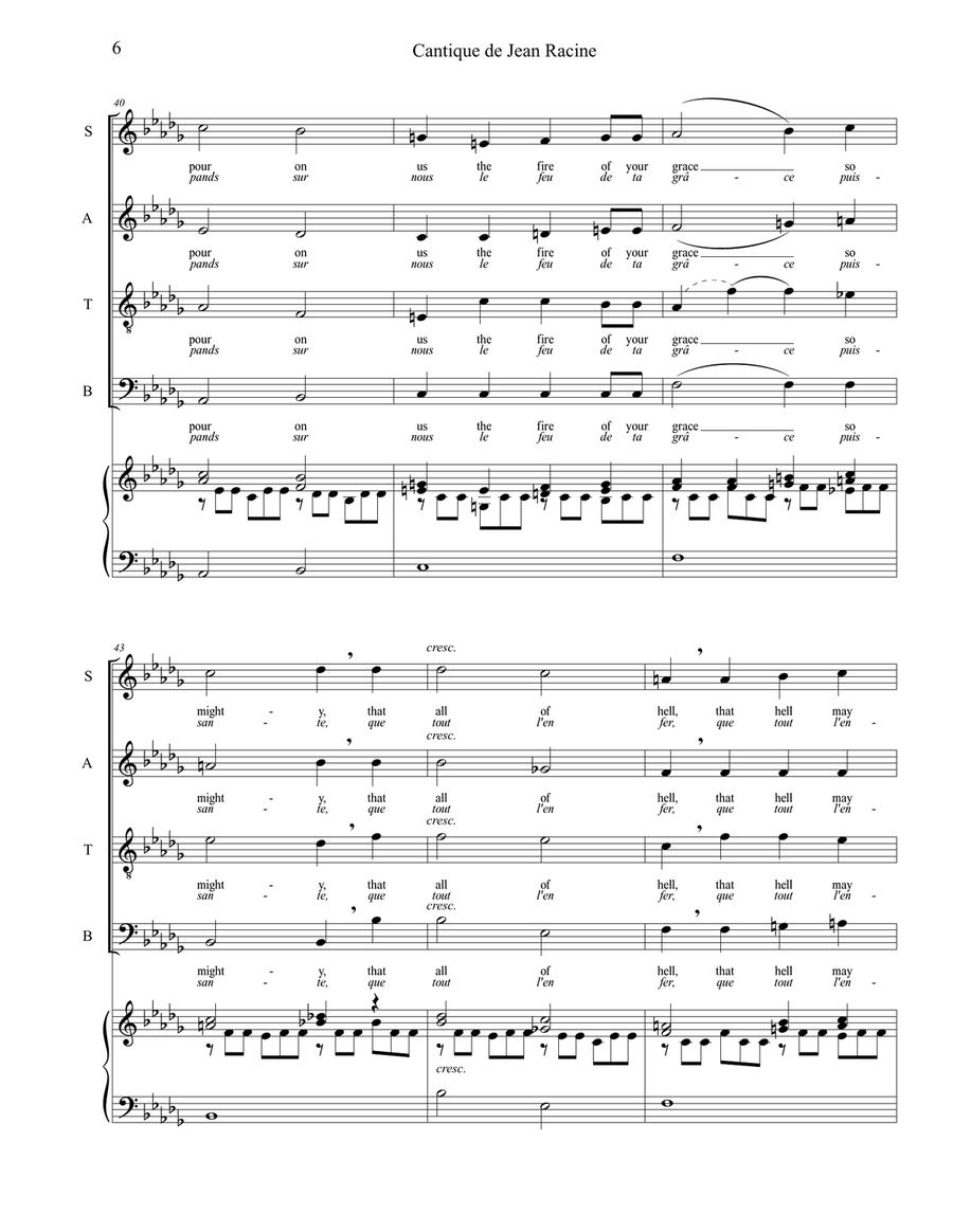 Cantique de Jean Racine (SATB) 4-Part scores gallery preview page 6