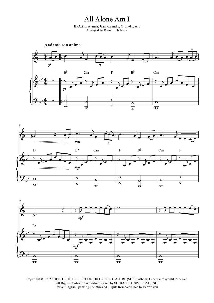 All Alone Am I B-Flat Trumpet scores gallery preview page 1