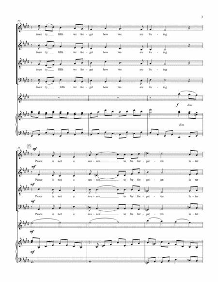 Peace Is Not A Season for SATB Chorus and Piano image number null