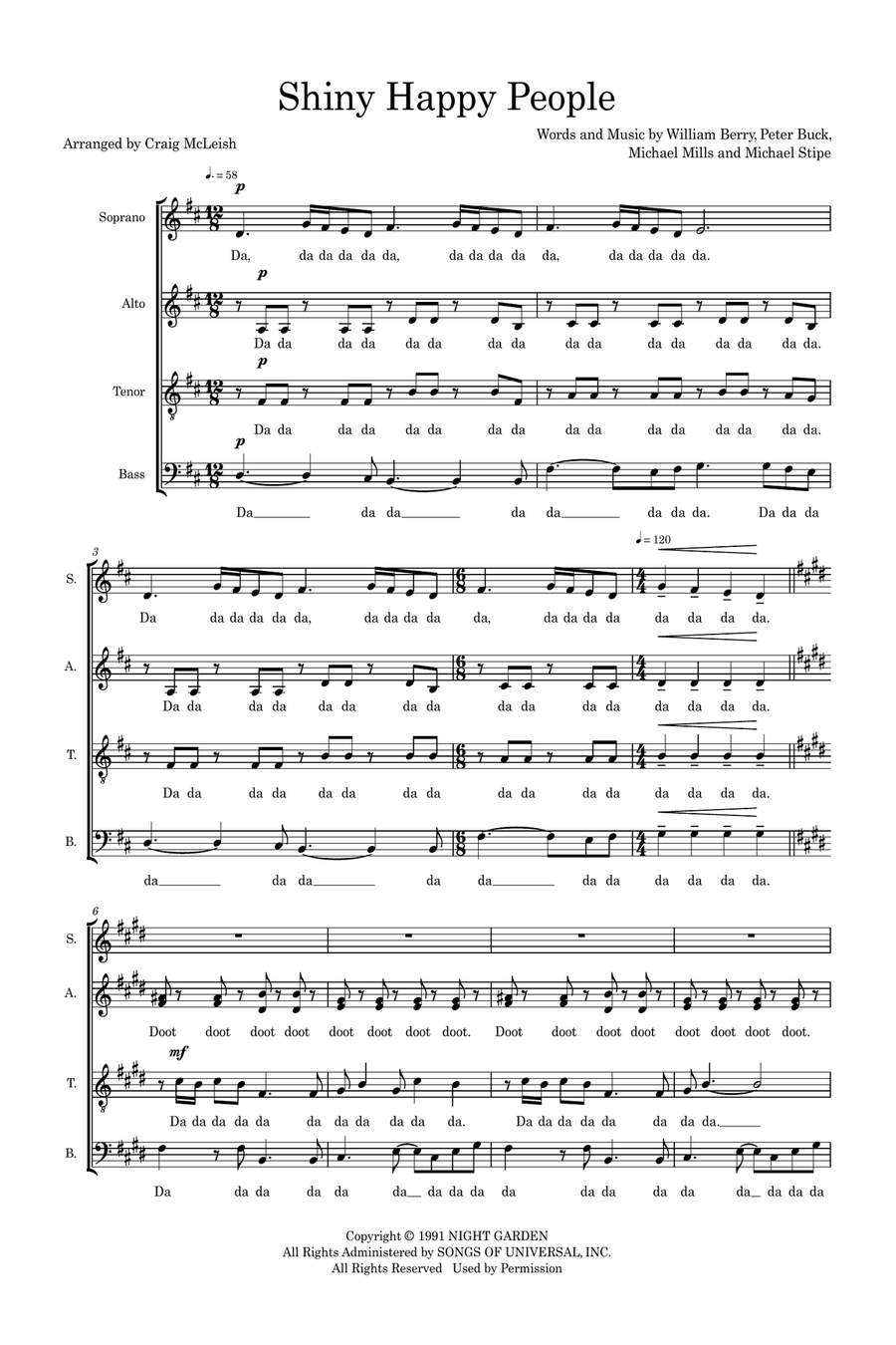 Shiny Happy People (arr. Craig McLeish) Choir scores gallery preview page 1