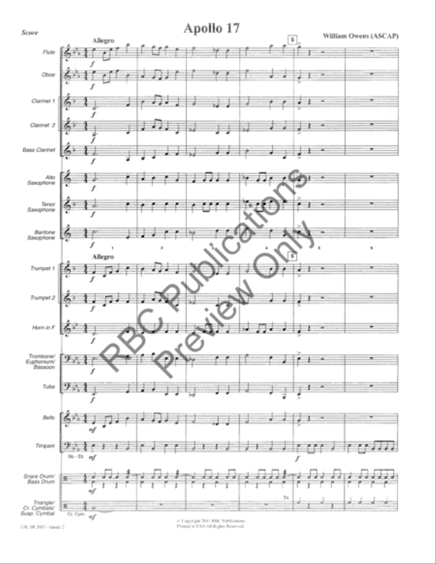 Apollo 17 Concert Band scores gallery preview page 5