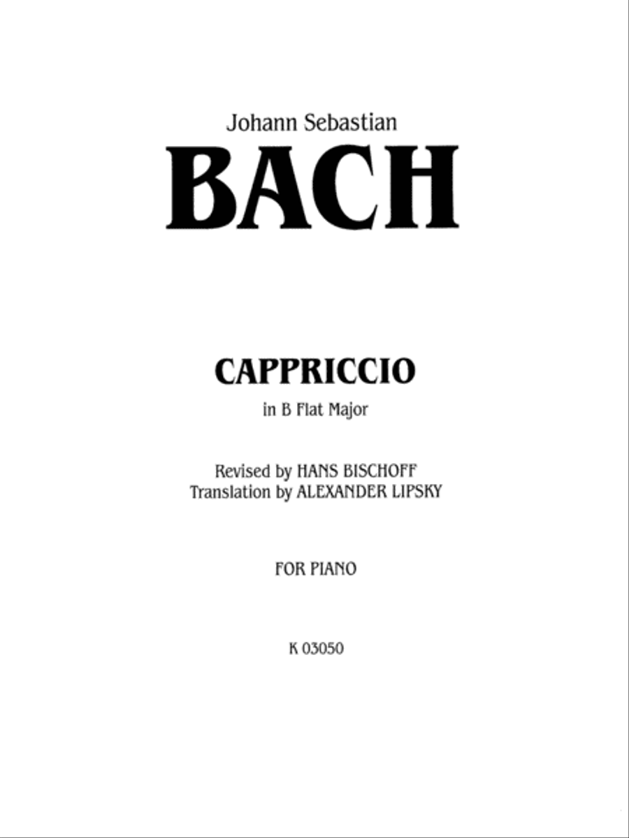 Bach: Cappriccio on the Departure of His Dearly Beloved Brother Piano Solo scores gallery preview page 1