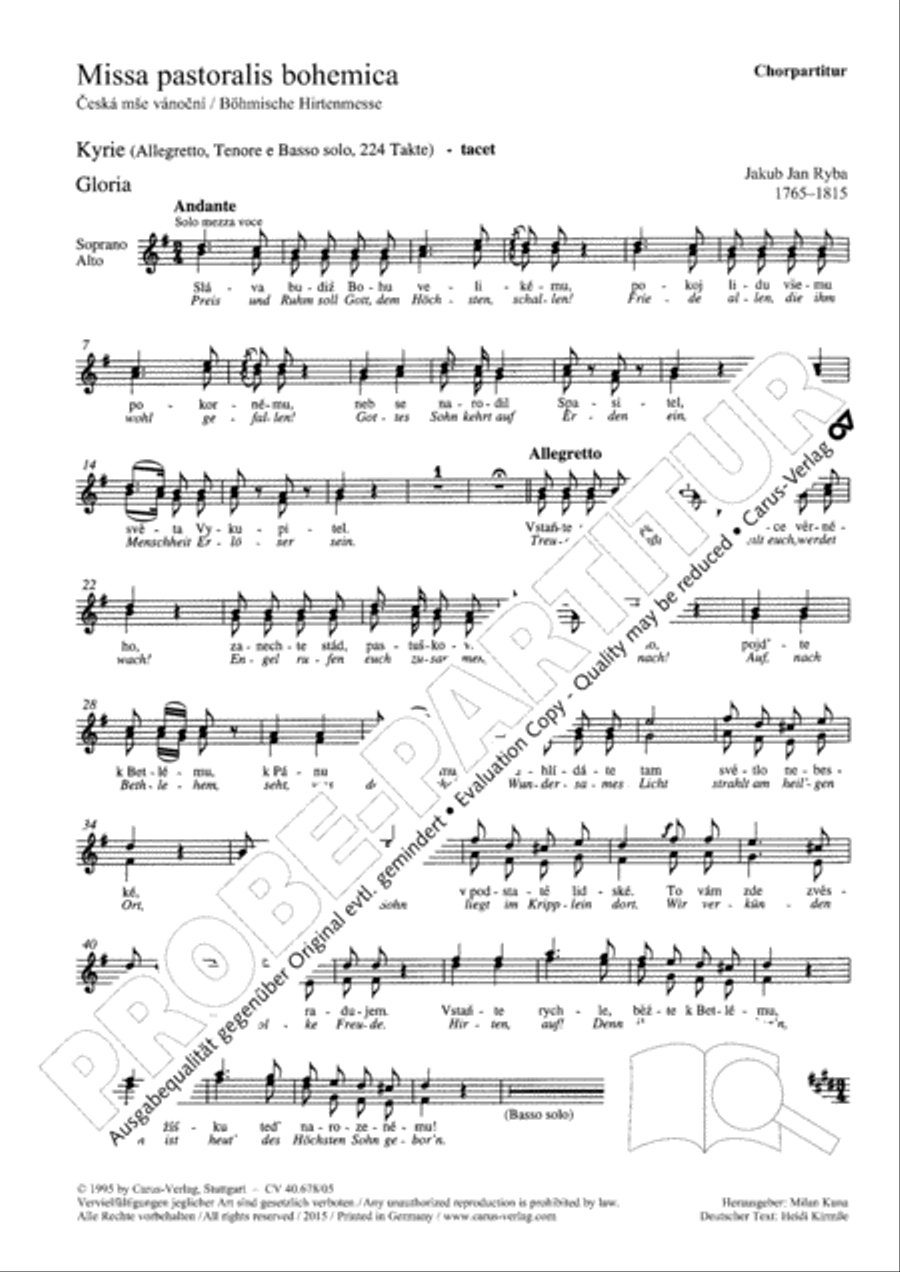 Missa pastoralis bohemica 4-Part scores gallery preview page 3