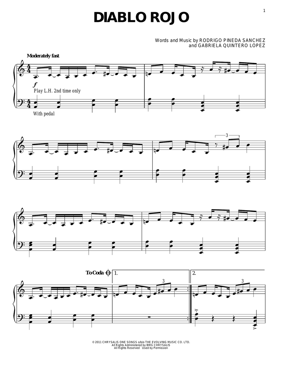 Diablo Rojo Diablo Rojo Piano Solo scores gallery preview page 1