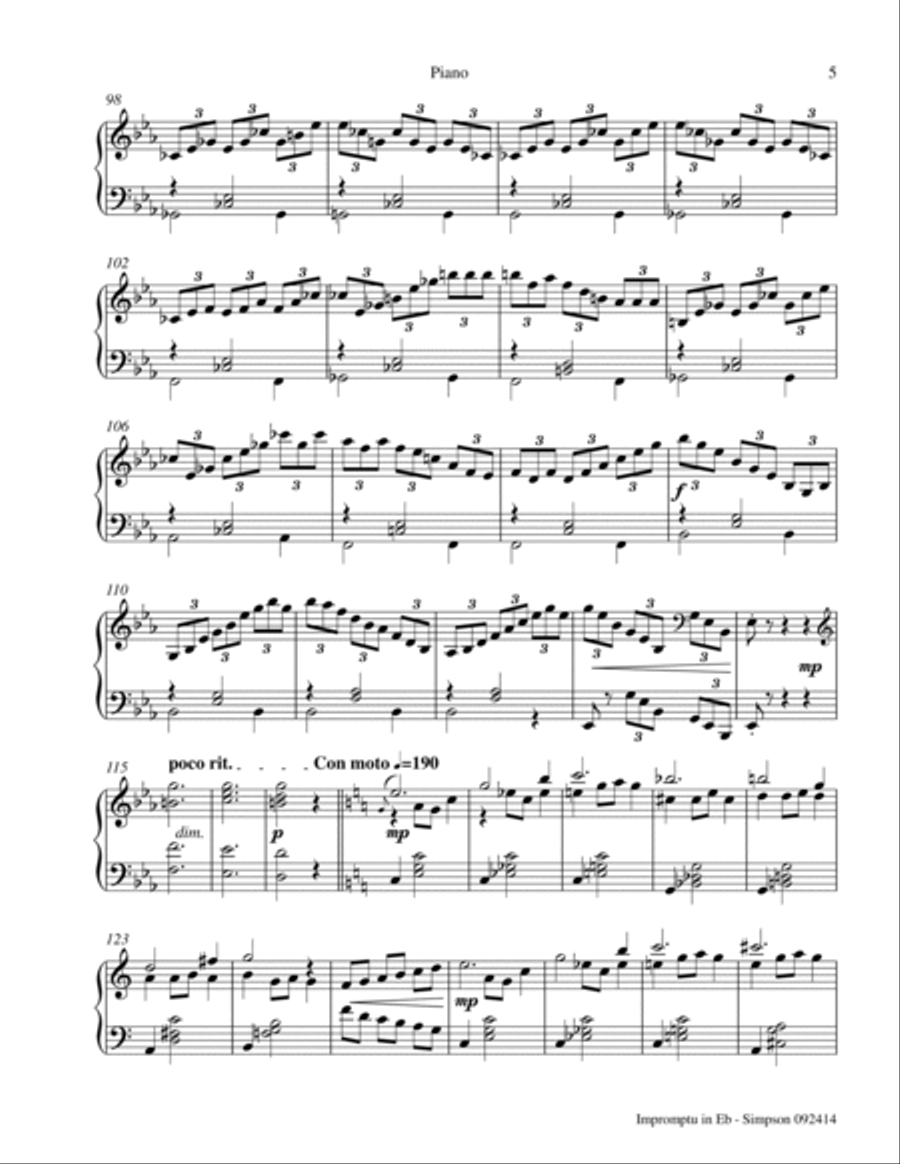 Impromptu in Eb major (Piano Solo) Piano Method scores gallery preview page 5