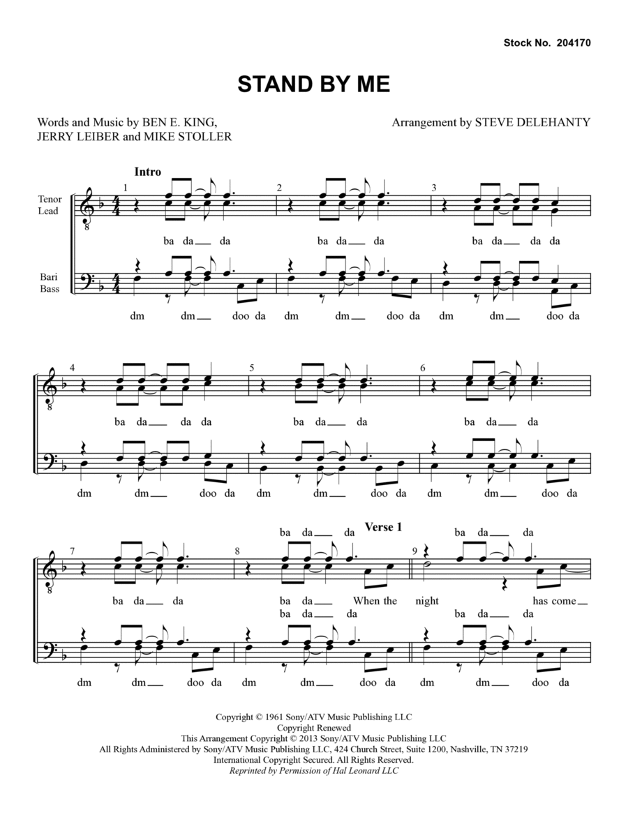 Stand By Me (arr. Steve Delehanty) TTBB scores gallery preview page 1