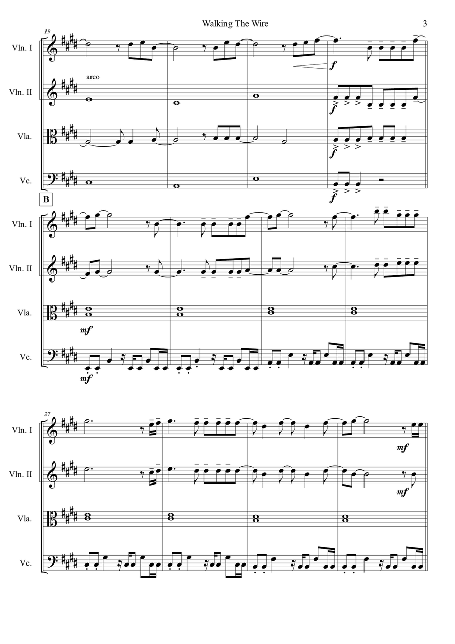 Walking The Wire String Quartet scores gallery preview page 3