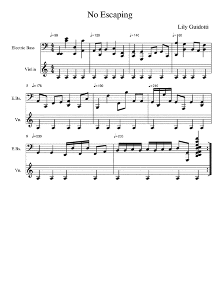No Escaping String Duet scores gallery preview page 1