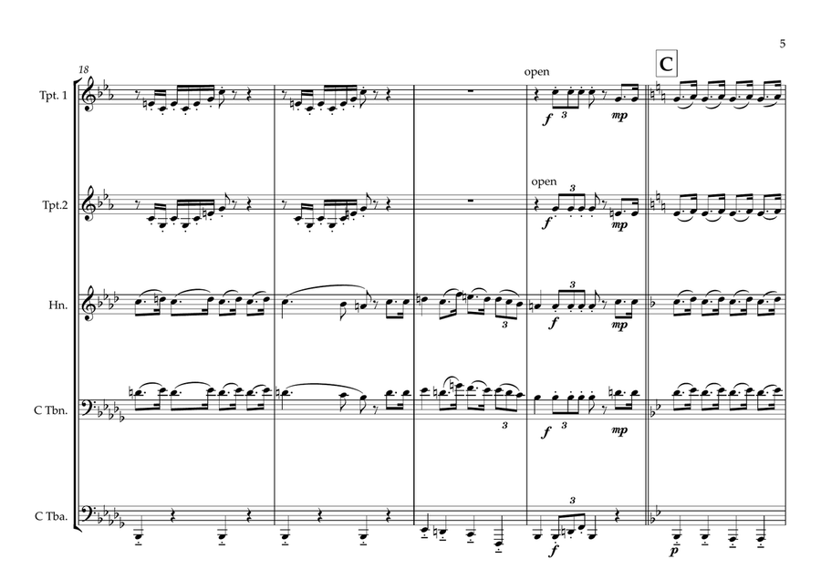Bolivian National Anthem for Brass Quintet MFAO World National Anthem Series Brass Quintet scores gallery preview page 5