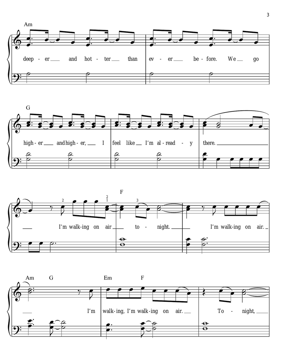 Walking On Air Easy Piano scores gallery preview page 3