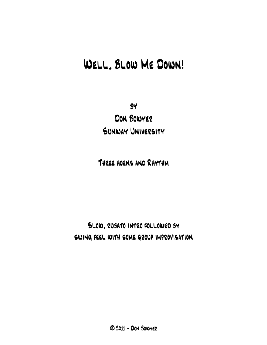 Well, Blow Me Down! Jazz Ensemble scores gallery preview page 1