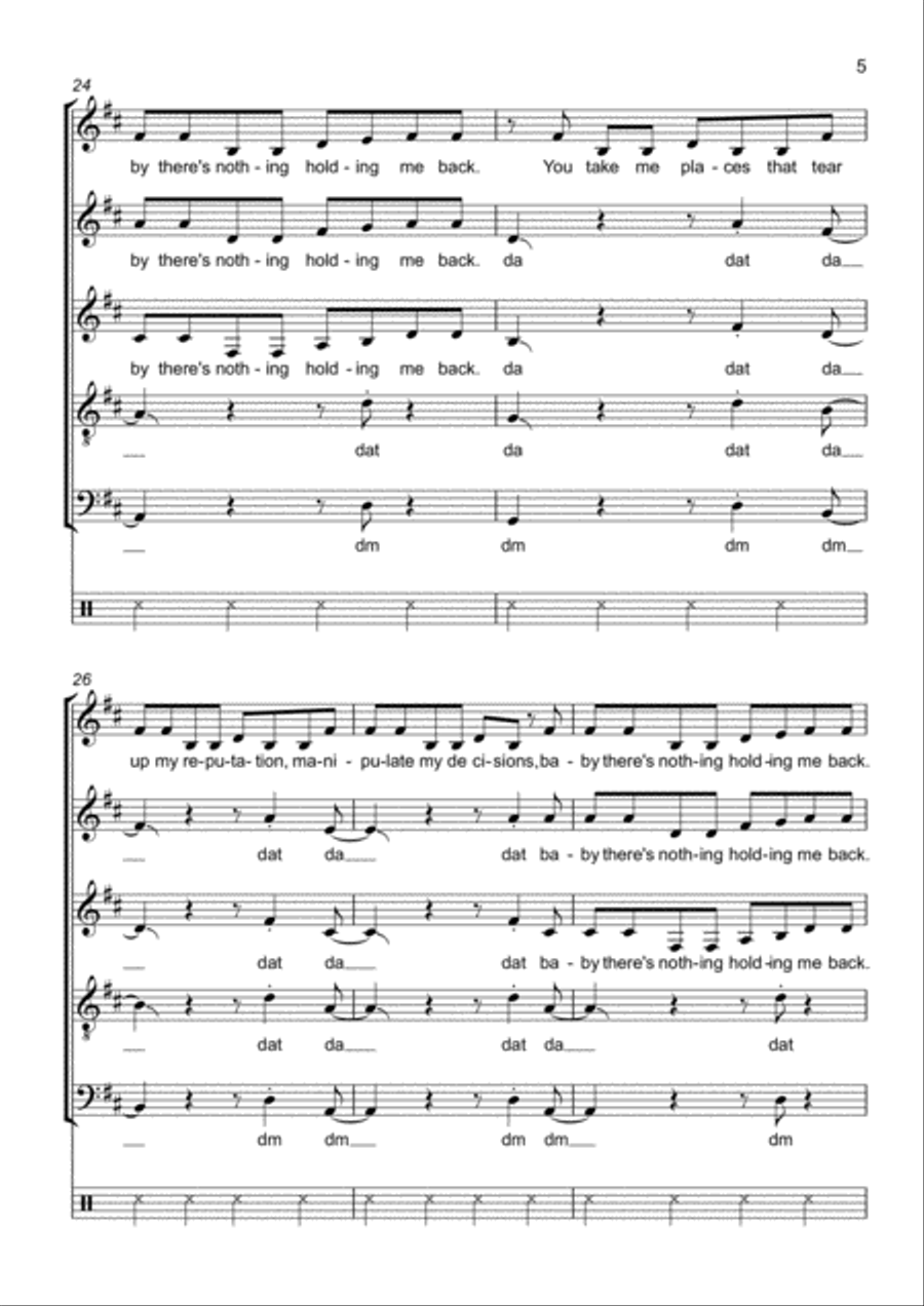 There's Nothing Holdin' Me Back 4-Part scores gallery preview page 5