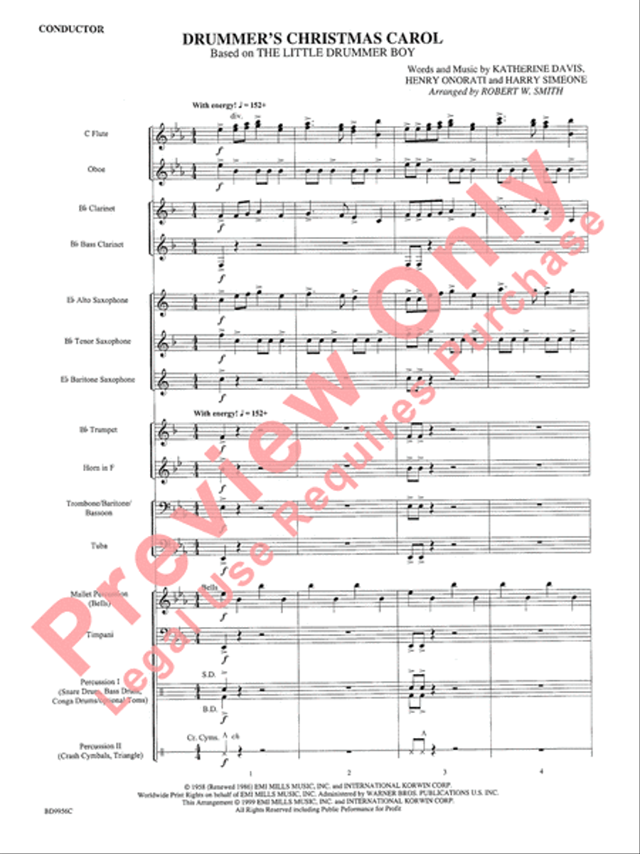 Drummer's Christmas Carol Concert Band scores gallery preview page 3