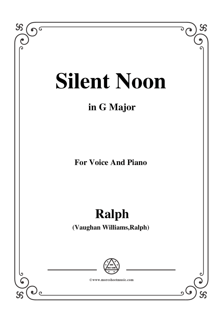 Vaughan Williams-Silent Noon in G Major, for Voice and Piano Piano, Vocal scores gallery preview page 1