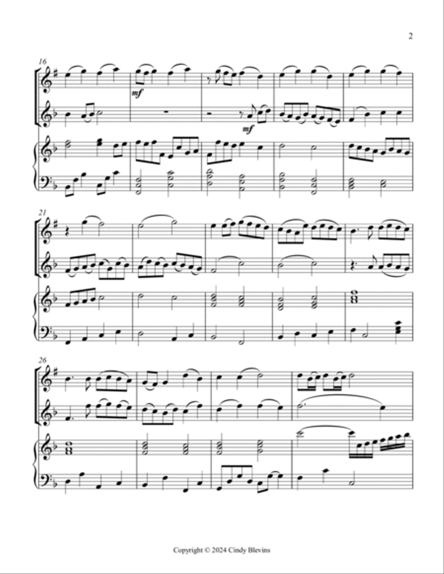Pachelbel's Canon, for Piano, Clarinet and Violin Small Ensemble scores gallery preview page 3