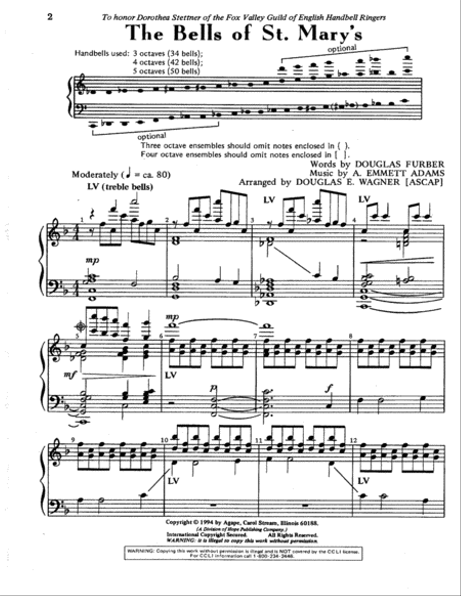 The Bells of St. Mary's The Bells of St. Mary's 5-Octaves scores gallery preview page 2