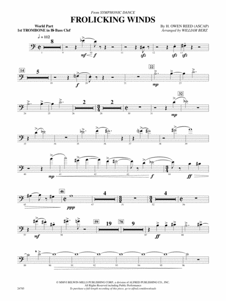 Frolicking Winds (from Symphonic Dance): (wp) 1st B-flat Trombone B.C.