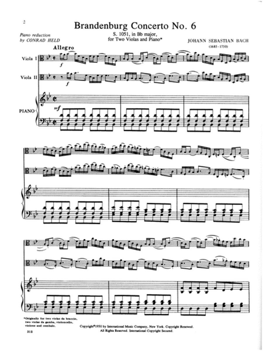 Brandenburg Concerto No. 6, S. 1051