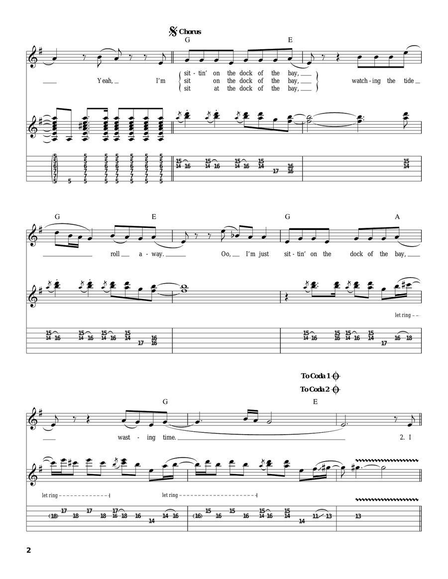 (Sittin' On) The Dock Of The Bay Acoustic Guitar scores gallery preview page 2
