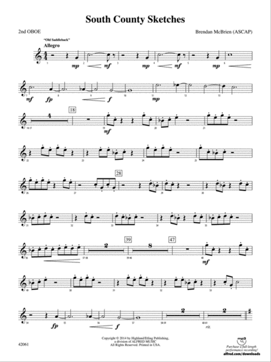 South County Sketches: 2nd Oboe Full Orchestra scores gallery preview page 1