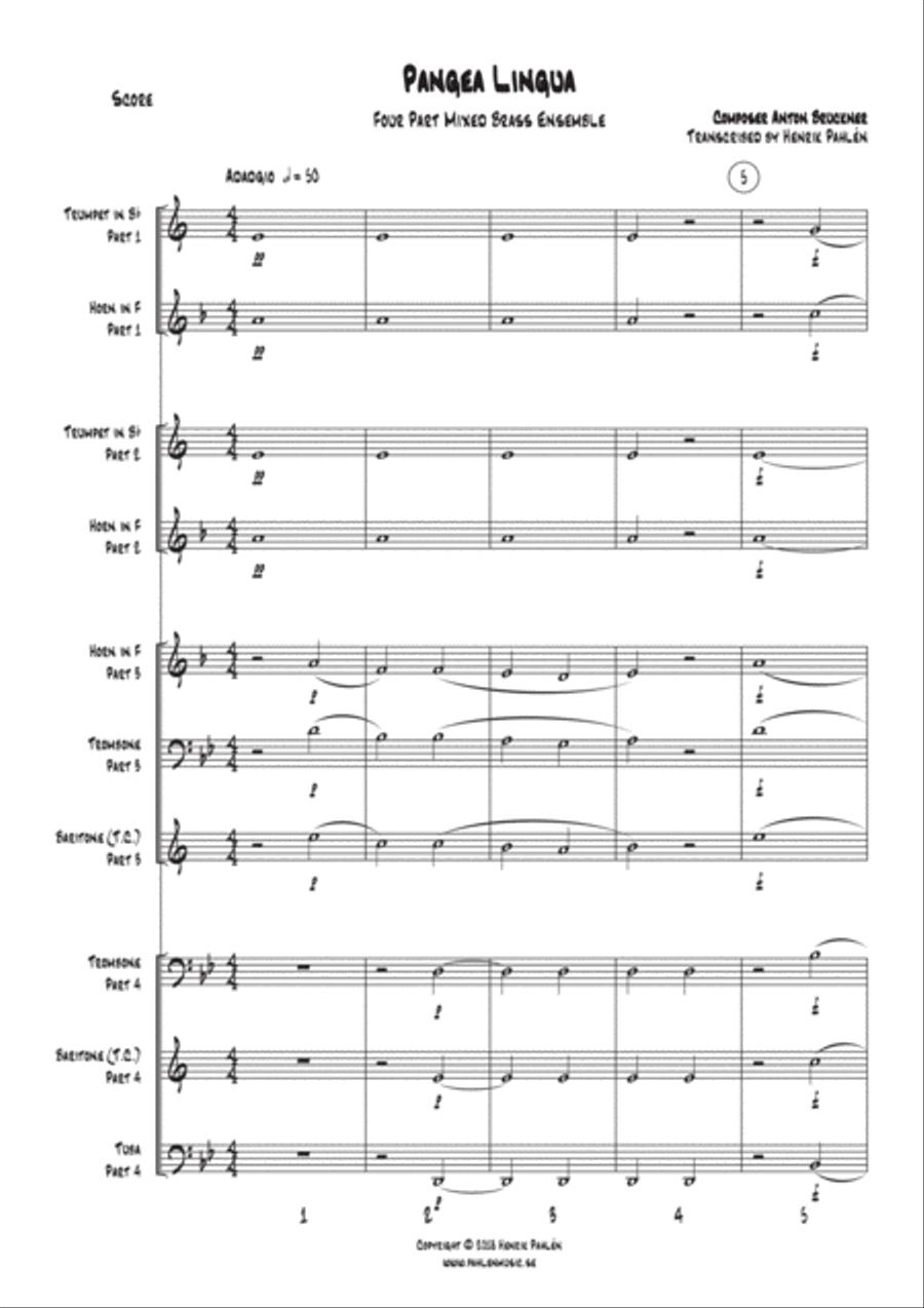 Pangea Lingua for Brass Ensemble Brass Ensemble scores gallery preview page 2