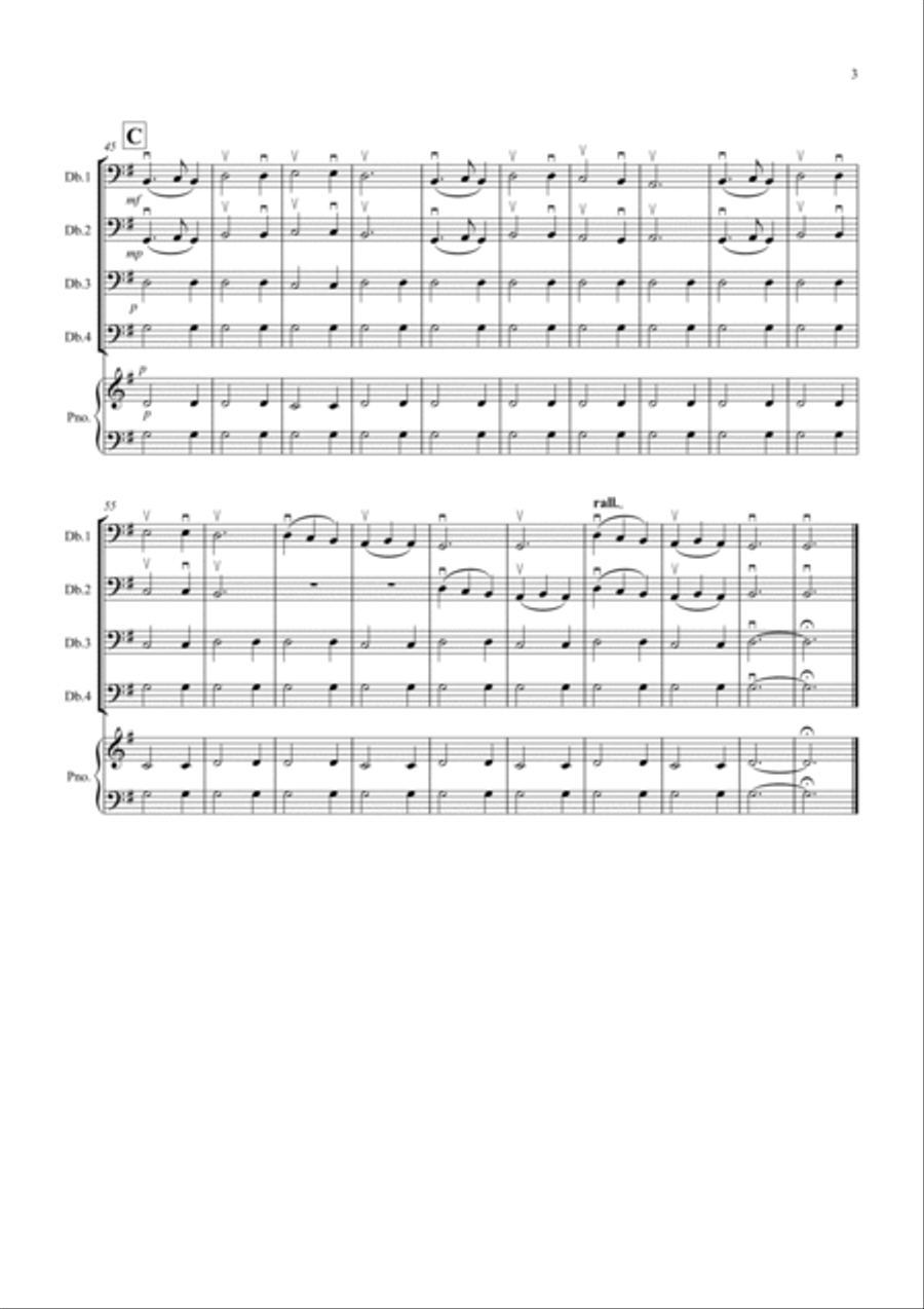 Little Lullaby for Beginning Double Bass Quartet Double Bass scores gallery preview page 3