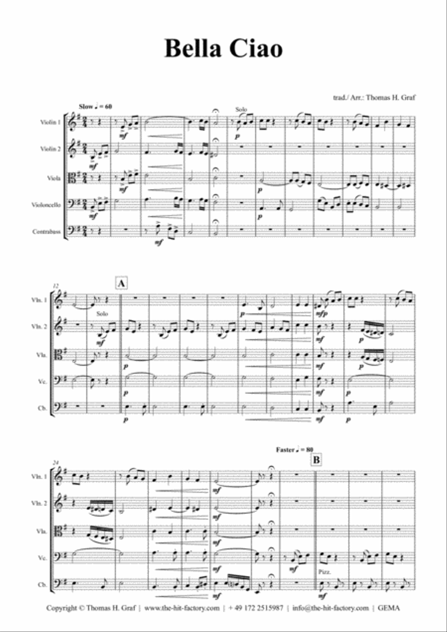Bella Ciao - Italian Classic - String Orchestra String Orchestra scores gallery preview page 1