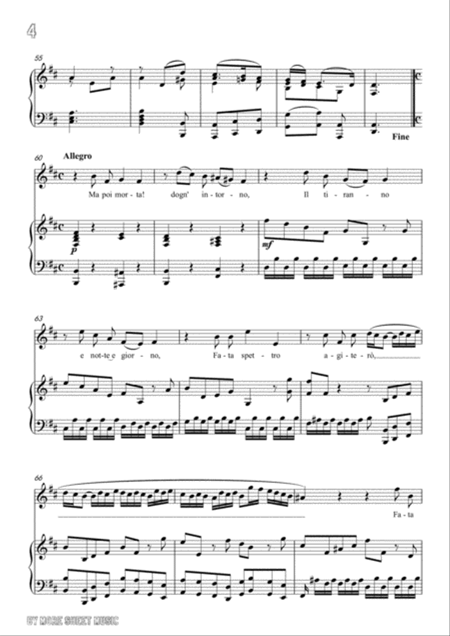 Handel-E pur così in un giorno...Piangerò la sorte mia in D Major,for Voice and Piano Voice Solo scores gallery preview page 6