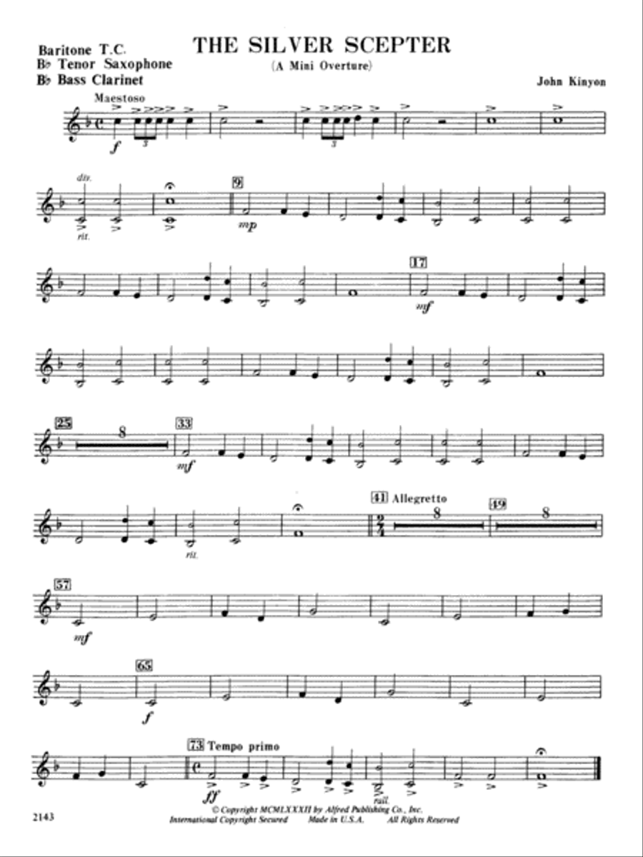 The Silver Scepter: Baritone T.C. Concert Band scores gallery preview page 1