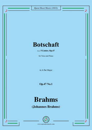 Book cover for Brahms-Botschaft,Op.47 No.1 in A flat Major