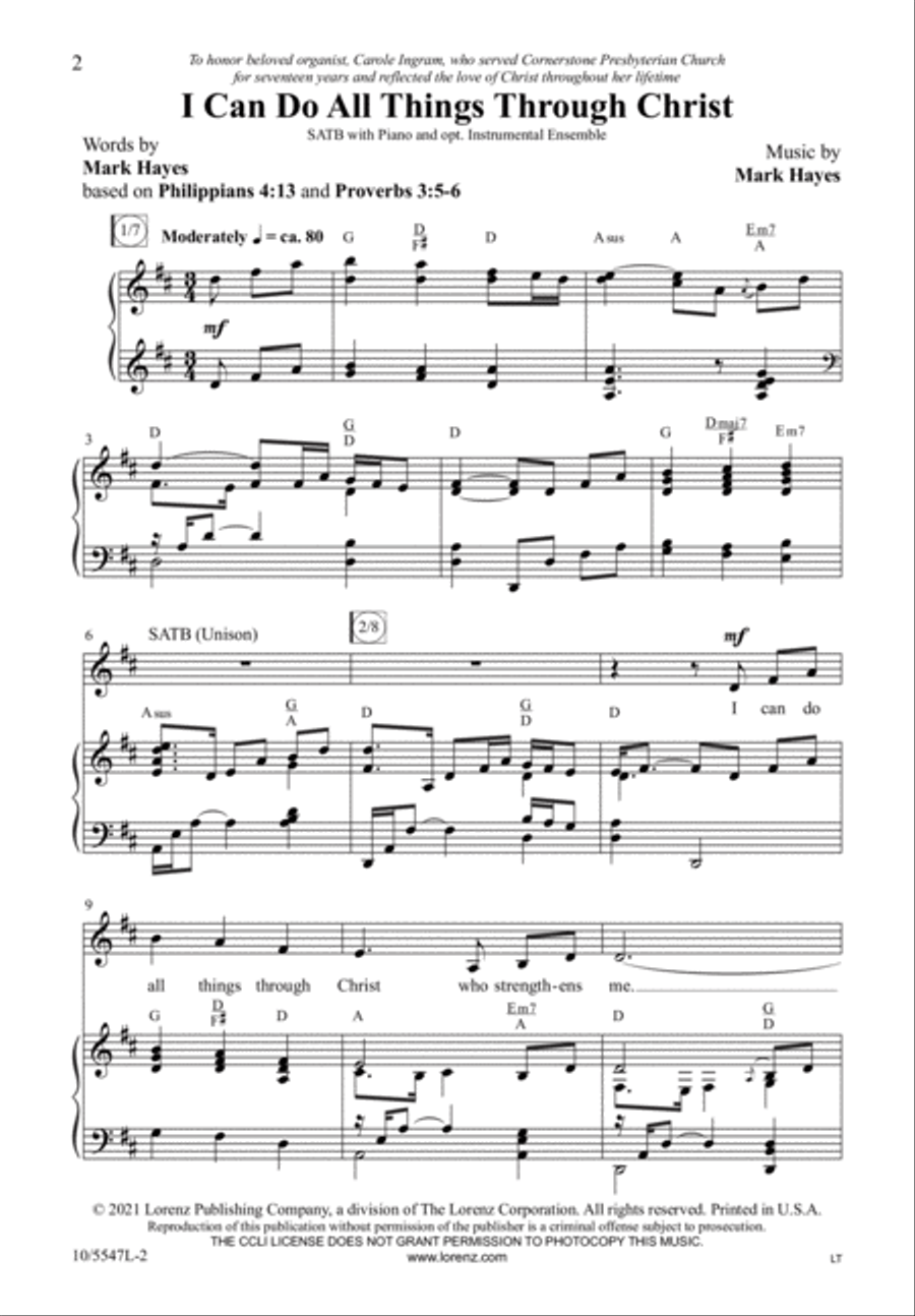 I Can Do All Things Through Christ 4-Part scores gallery preview page 2