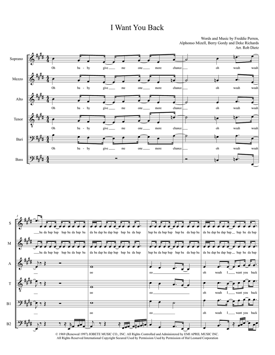 I Want You Back 4-Part scores gallery preview page 1