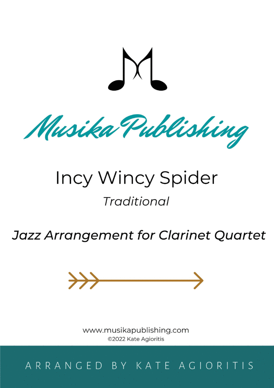 Incy Wincy Spider (Itsy Bitsy Spider) - Jazz Arrangement for Clarinet Quartet Clarinet Quartet scores gallery preview page 1